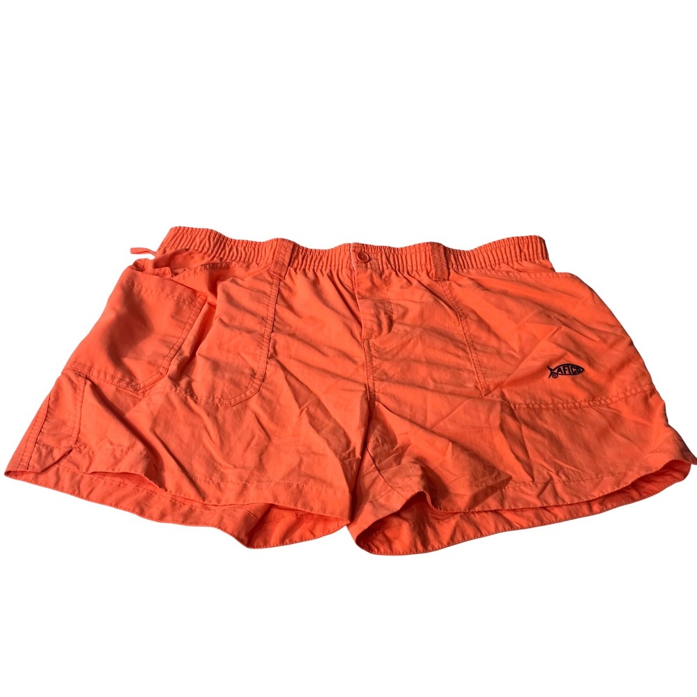 AFTCO American Fishing Tackle Co Mens Orange Fishing Shorts Size 14 M01 Utility